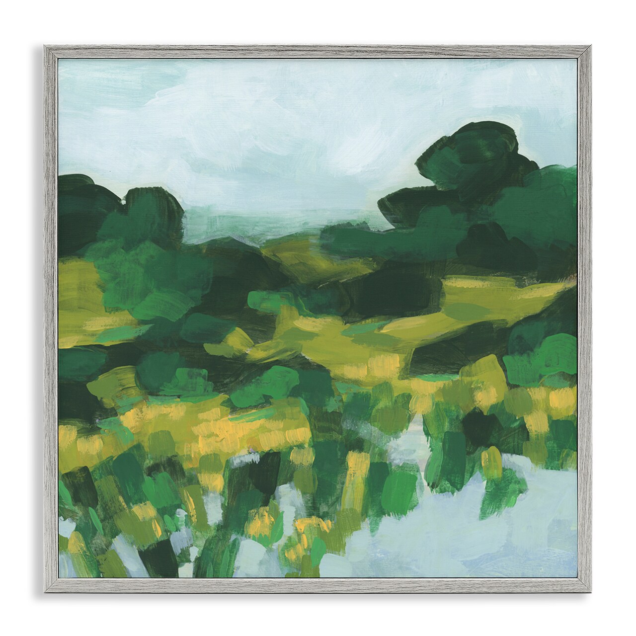 Stupell Industries Abstract Lush Green Landscape Framed Giclee Wall Art Design by June Erica Vess